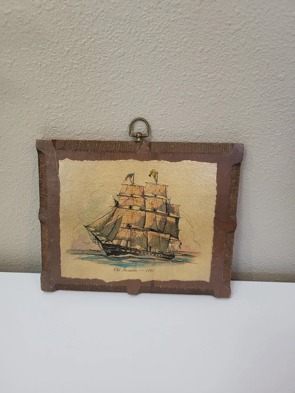 Vintage Nautical Ship Wooden Wall Plaques 9''x11'' Old Ironsides 1797